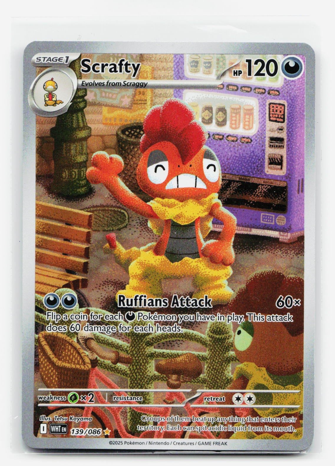 Scrafty Illustration Rare - WHT 139/086 EN NM Holofoil Pokemon