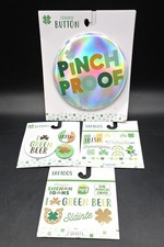 St Patrick's Day Party Lot Jumbo Pin Buttons Temporary Tattoos Irish Shamrock