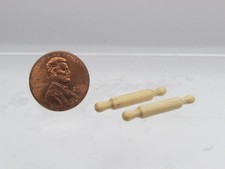Dollhouse Miniature Small Wood Rolling Pin Unfinished Set of 2 IM65034