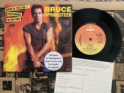 Bruce Springsteen: I'm On Fire / Born In The USA 7"  Unplayed + Competition card