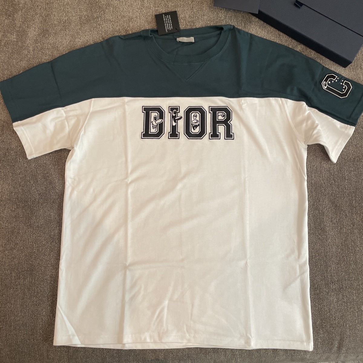 Dior × Kenny Scharf Green White Logo T-Shirt Men XXL | eBay