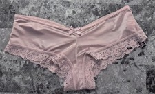 NWT VICTORIA'S SECRET XS MAUVE SMOOTH MESH STRAPPY BACK LACE RARE CHEEKY PANTIES