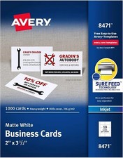 Microperforated Business Cards Inkjet White 10-up 100-sheets 1000/BX - 2EA