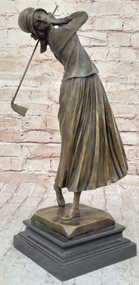 Lady Female Girl Golfer Bronze Statue Golf Club Sport Pro Tournament Artwork NR