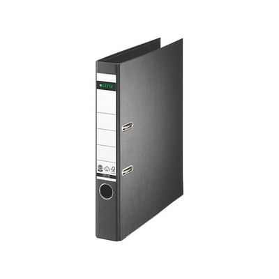 Leitz 10080095 Quality Folder Paper A4 with Slits Narrow Black slim Black