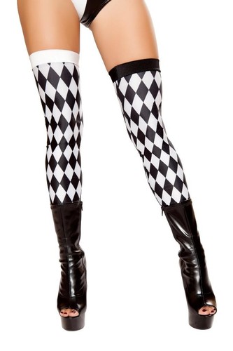 sexy ROMA jester CLOWN footless DIAMOND checkered LEGGINGS thigh HIGHS stockings - Picture 1 of 2