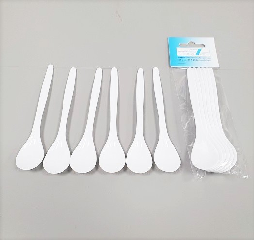 Kunststoff Eierlöffel 6er-Set, 13,5 cm weiß z.B. für Camping Gastrobedarf Schulz