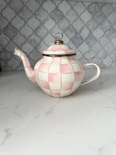 Mackenzie Childs Rosy Check 4 Cup Teapot   