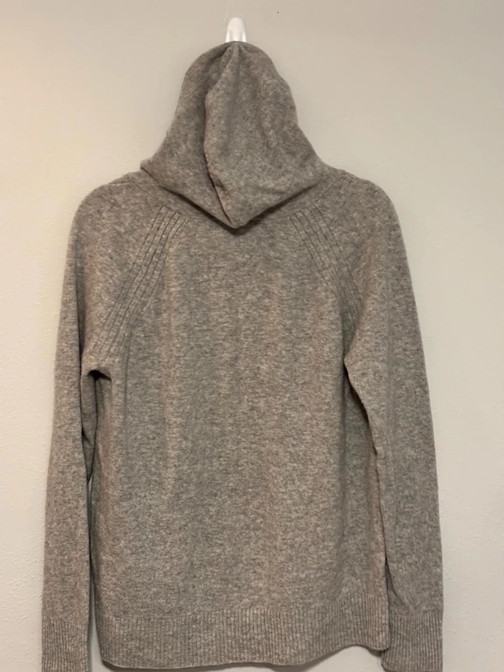 Женская толстовка с капюшоном Max Studio большая серая кашемировая ребристая отделка реглан рукав боковой разрез - Изображение 4 из 4