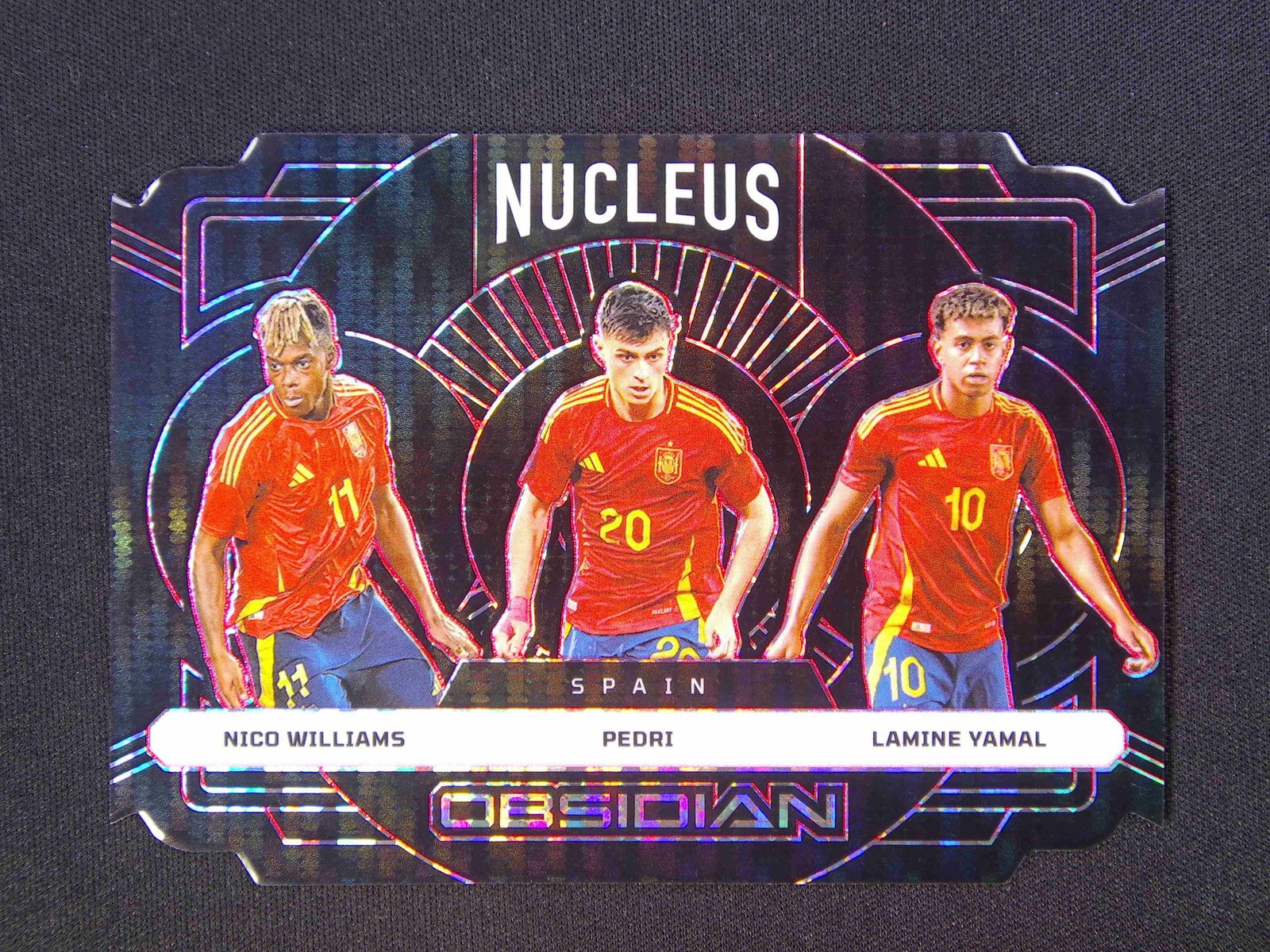 2024-25 Panini Obsidian Lamine Yamal/Nico Williams/Pedri #14 Nucleus /50