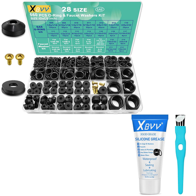#ad 1 Pack Silicone Grease and 560 Pcs 28 Size Faucet Rubber Washers Kit and SAE O R $38.97