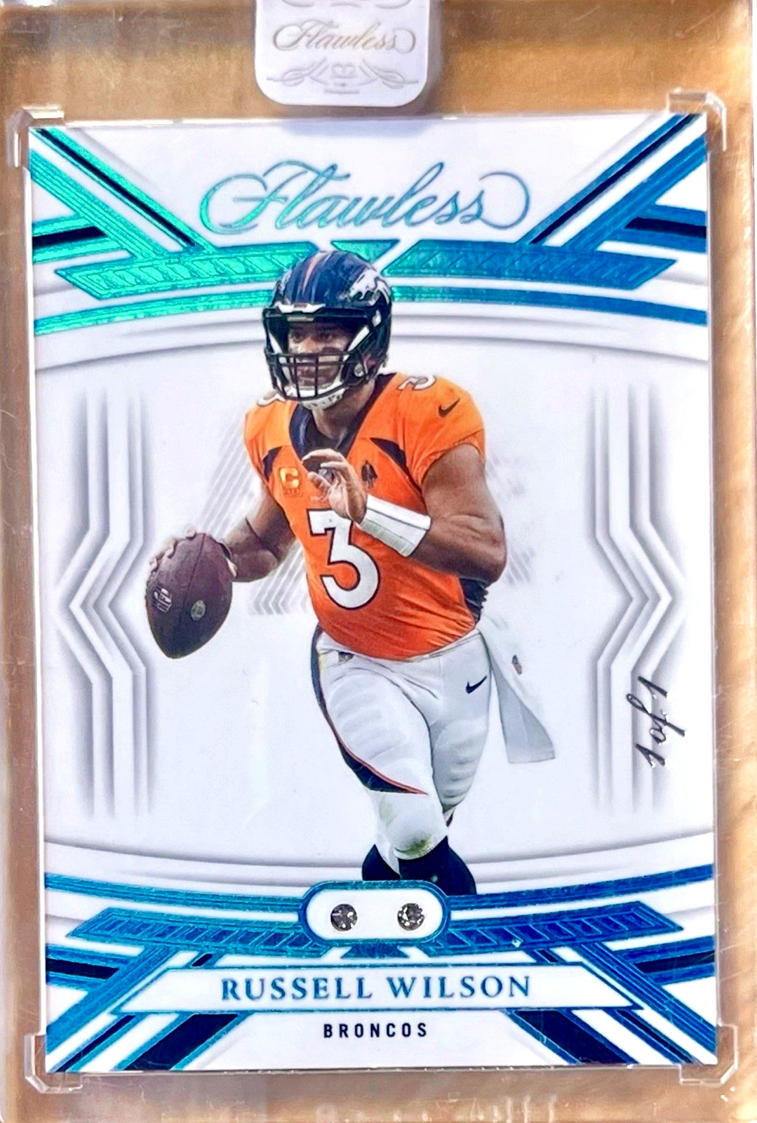 RUSSELL WILSON 2023 Panini Flawless DUAL DIAMOND Platinum Sealed 1/1 #20 BRONCOS