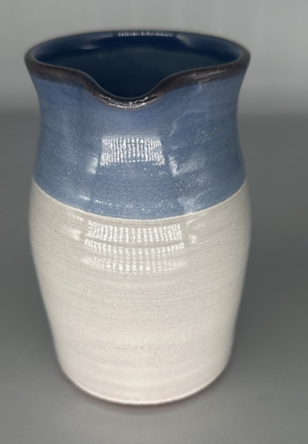 Hand made pottery 16 oz capacity blue & gray 5 in pitcher - Picture 2 of 6