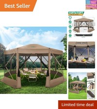 15x15FT Pop Up Gazebo Screen Tent Screen House for Camping, Screen Room with ...