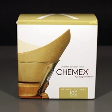 NEW! Chemex Bonded Classic Natural Coffee Filters, Squares, 100 ct FSU-100