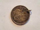1883 Seated Liberty Silver Dime, Drilled, with "FATHER" Hand Engraved on Reverse