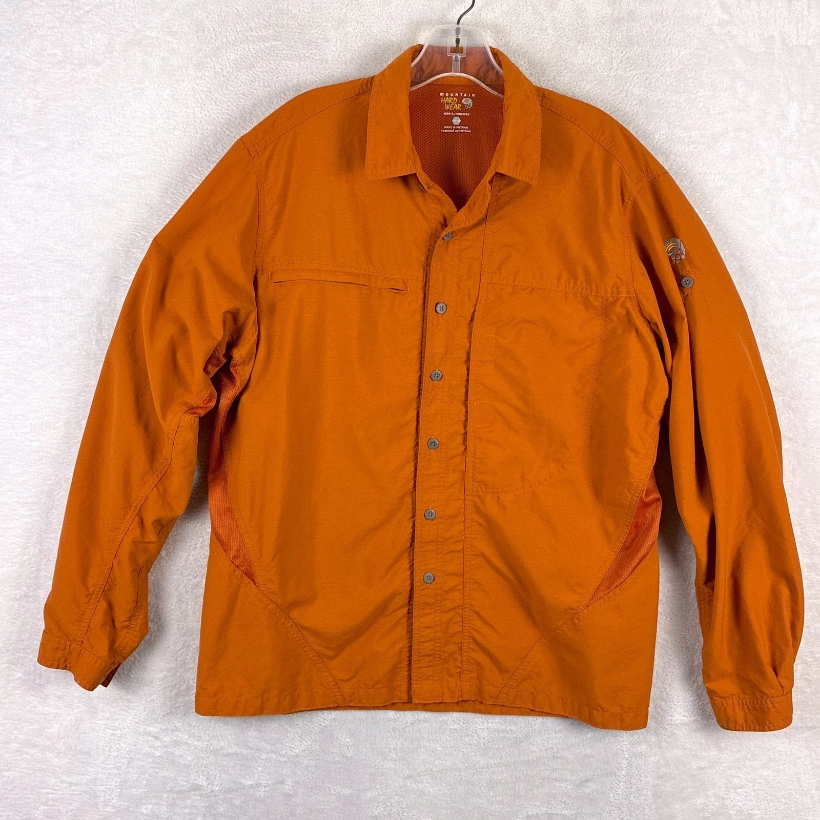 Mountain Hardwear Shirt Mens M Orange Canyon Nylon Vented Preppy Outdoors Hiking