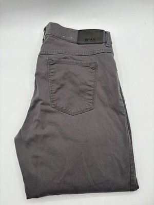 Brax Pants Mens 34x33 Gray Cooper Fancy Regular Fit Plaid Casual Comfort Preppy