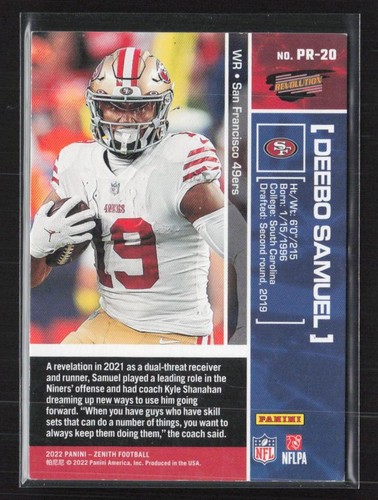 2022 Zenith #PR-20 Deebo Samuel Pacific Revolution - Bild 2 von 2