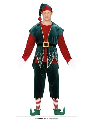 GUIRMA COSTUME CARNEVALE ELFO ADULTO VESTITO GUIRCA ELFO AIUTANTE BABBO NATALE UOMO