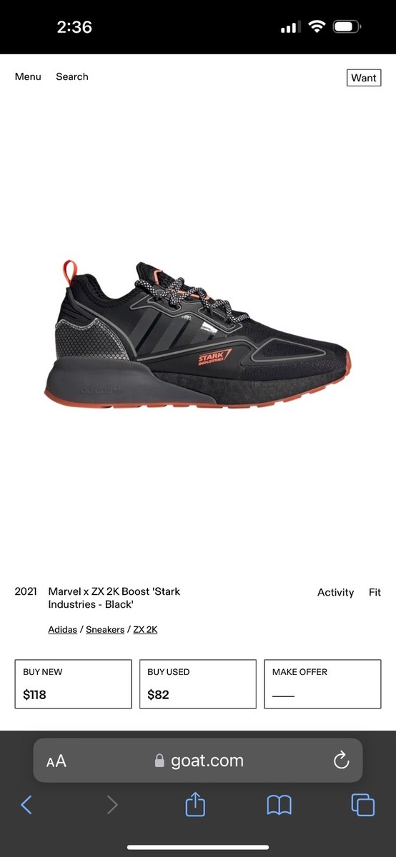 Size 11.5 - adidas Marvel x ZX 2K Boost Stark Industries