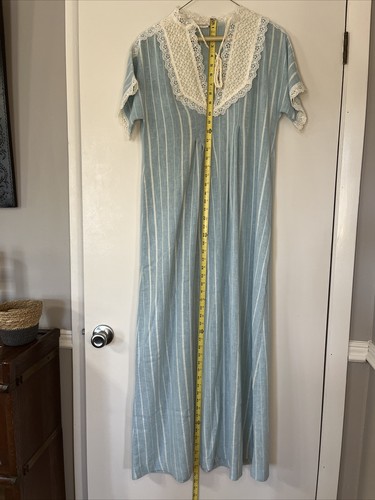 Vtg Christian Dior Lingerie Nightgown Lace Cotton Blend Cottage Core Boho Dress - Picture 9 of 12
