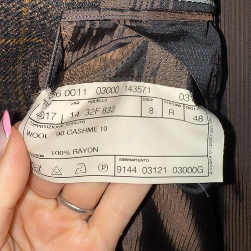 Pal Zileri karierter Blazer Hahnentritt Wolle Kaschmir - braun/schwarz 48R - Bild 10 von 10