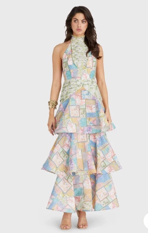 NWT Anthropologie Aqua Blu Joan Halter Tiered Maxi Dress Size L US Size 8  Sexy! | eBay