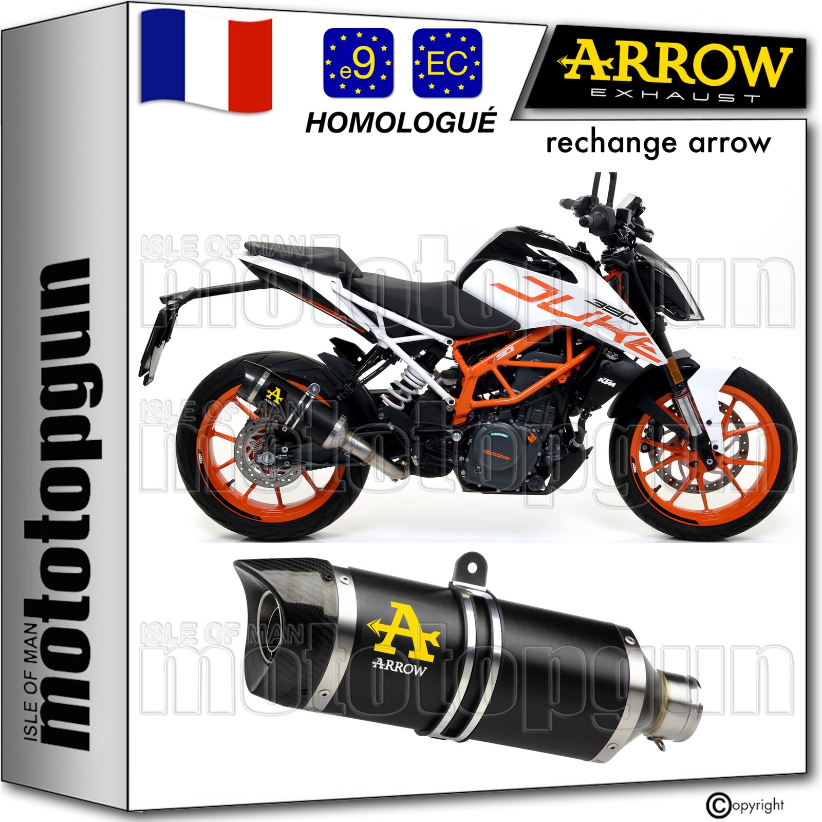 Pot Arrow Duke 390 noir homologué c thunder silencieux de rechange KTM 2017 2018