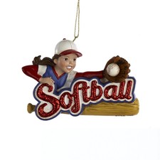 girl softball player christmas ornament
