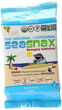 SeaSnax Organic Roasted Seaweed Snack, Original, 0.18 OZ (Pack Of 12)