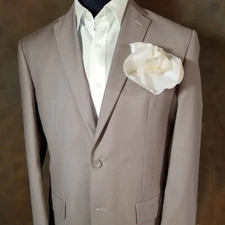 NEW - Men's 2-in-1 Pouf Round Pocket Square - Ivory Satin