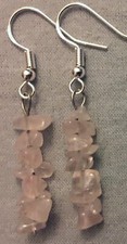 ROSE QUARTZ STACKED CHIPS EARRINGS - Beads with Sterling Silver Ear Wires