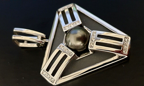 Großer Pierre Lang Anhänger RH/Rhodium graue Perle/Zirkonia - Neu/ungetragen - Bild 3 von 8