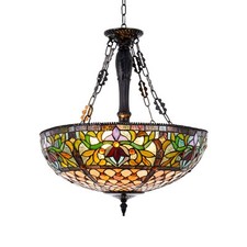 Rustic Country Pendant Lamp Stained Glass Cha...
