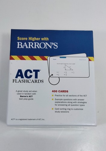 ACT Flashcards Barron's Test Prep3rd Edition 400 Cards To Achieve Higher Score - Foto 3 di 3