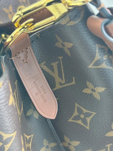 Auth Louis Vuitton Neo Noe Monogram Canvas Brown Leather Drawstring Shoulder Bag - Picture 6 of 8