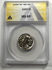 1930 Buffalo Nickel : ANACS MS65