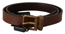 DOLCE & GABBANA Belt Brown Leather Rustic Buckle Cintura s. 85cm / 34in RRP $450