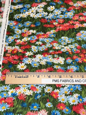 2/3 yard 24 x 44 MODA Wildflowers 2024 100% cotton fabric 33773 11 Americana