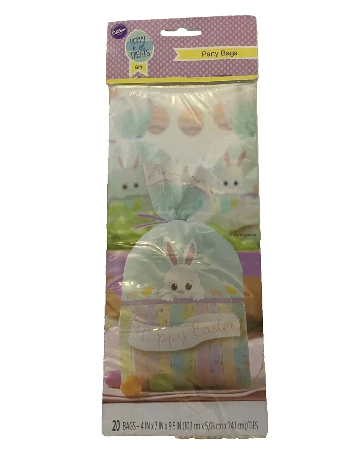 Happy Easter 100 Wilton 4" x 9.5" x 2" Celofán Conejito Fiesta Golosinas Favor Bolsas Foto 2 de 4