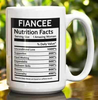 Fiancee Nutrition Facts Coffee Mug Engagement Gift Newly Engaged Future Wife Cup