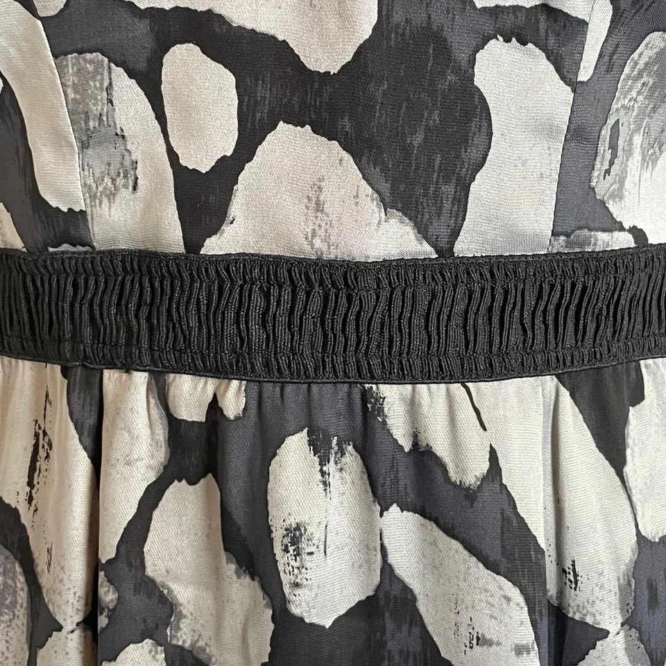 Tracy Reese Sz 2 Leather Trim Mixed Media Dress Black Gray Whimsigoth - Image 4 of 4