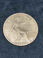 1915 PENNY - ONE PENNY COIN - 1d BRONZE COIN  - KING GEORGE V