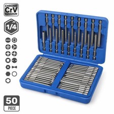 50Pcs Extra Long Security Bits Hex Star Torx Spline Flat Screwdriver Bit Set