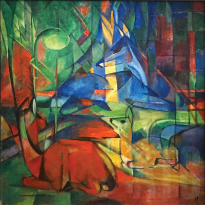 32W''x32H'' CHEVREUILS DANS LA FORET by FRANZ MARC - DEER FOREST CHOICES of CANVAS