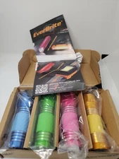 EverBrite 4 Pack Mini LED Flashlight Glow Dark Aluminum Flashlight w/ Batteries