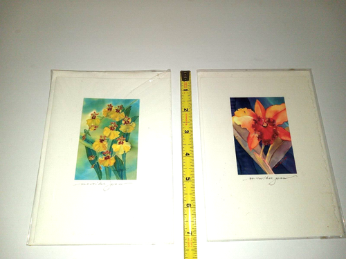 "Orchids"2 blank/1 birthday notecards new set of 3 - Picture 2 of 3