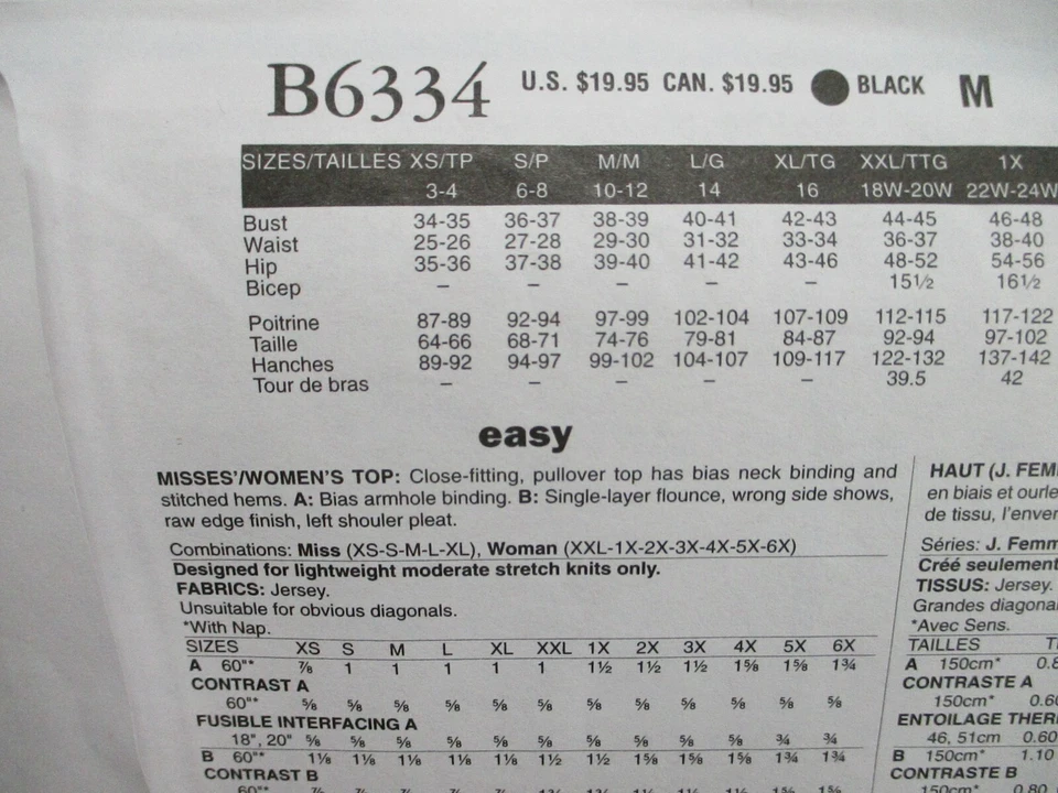 Butterick Sewing Pattern B6334 Sz 1X-6X Connie Crawford Top Tunic Shirt UNCUT - Image 4 of 4