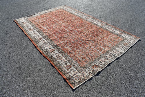 Vintage area rug, Turkish rug, Home decor rug, Handmade rug, 6.1 x 9.2 ft TV5842 - Picture 3 of 8